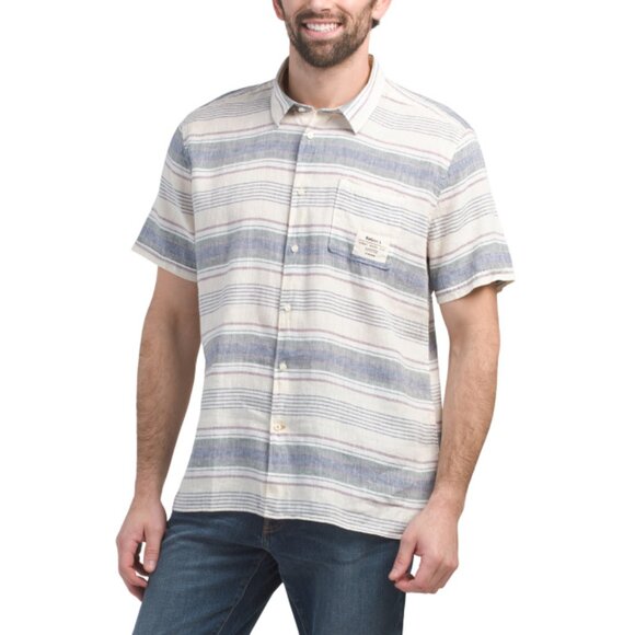 BARBOUR WHISPER Linen Blend Crimwell Short Sleeve Shirt